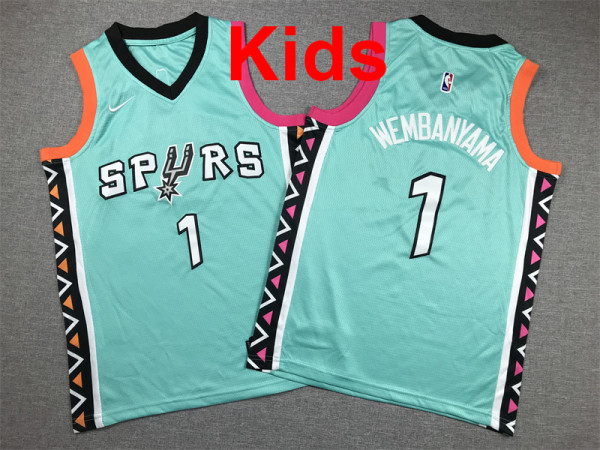 2026  Sa Spurs Top Quality Hot Pressing Kids NBA Jersey