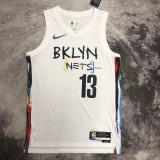 22-23 NETS HARDEN #13 White City Edition Top Quality Hot Pressing NBA Jersey