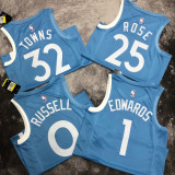 2019-20 Timberwolves TOWNS #32 Sky Blue Retro Top Quality Hot Pressing NBA Jersey