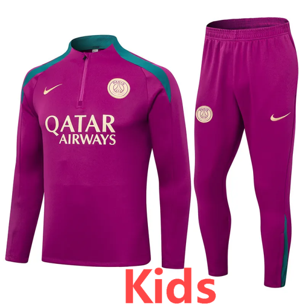 24-25 PSG Rose red Kids Half Pull Tracksuit (童装)(半拉链)