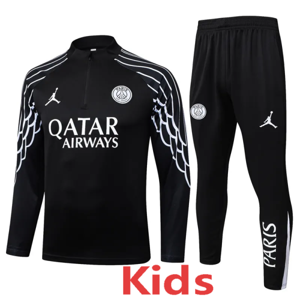 25-26 PSG Jordan Black Kids Half Pull Tracksuit #E25132(童装)(半拉链)