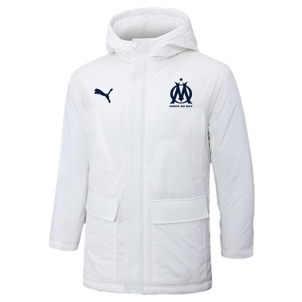 24-25 Marseille White Hooded Windbreaker Fabric Cotton Coat #G247(黑标)