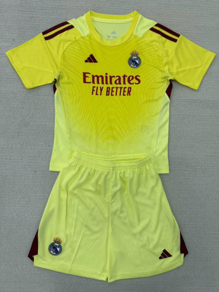 25-26 RMA Light Yellow GoalKeeper Kids Soccer Jersey