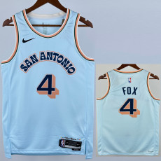 24-25 SA Spurs FOX #4 Light blue City Edition Top Quality Hot Pressing NBA Jersey (圆领）