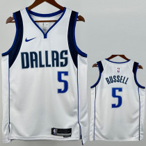 2022-23 Dallas Mavericks RUSSELL #5 White TopQuality Hot Pressing NBA Jersey(V领