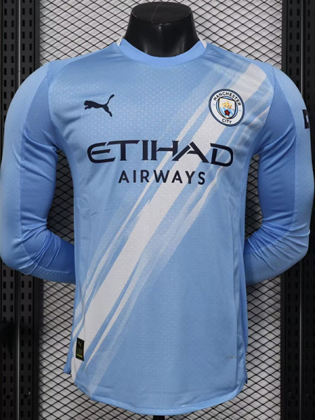 25-26 Man City Home Long Sleeve Player Version SoccerJersey(长袖球员)