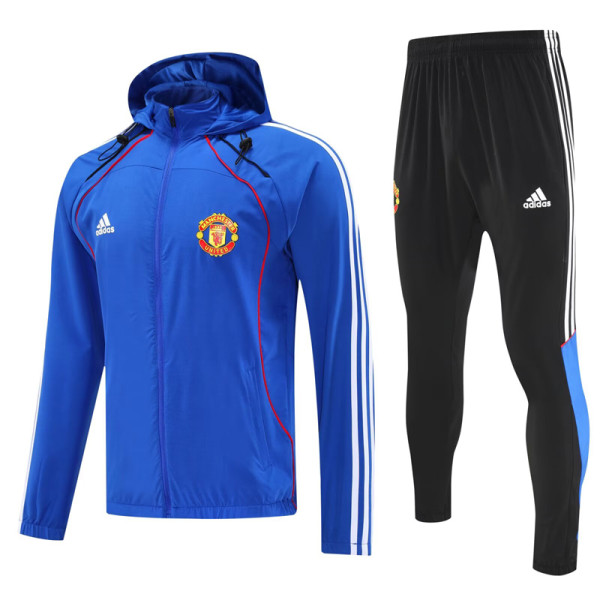 2025-26 Man Utd Fancy blue Hoodie Jacket Tracksuit