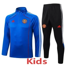 2025-26 Man Utd Fancy blue Kids Half Pull Tracksuit#E25102(童装)(半拉链)