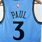 2024-25 Clippers PAUL #3 Blue City Edition Top QualityHot Pressing NBA Jersey