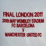 2010-2011 Man Utd Away White Long sleeve Retro soccer jersey (长袖)决赛字