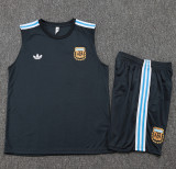 25-26 Argentina Dark gray Tank top and shorts suit#D2584