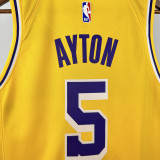 2022-23 Lakers AYTON #5 Yellow Top Quality HotPressing NBA Jersey(圆领）
