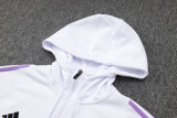 24-25 Germany White Hoodie Half Pull Tracksuit #F595半拉连帽