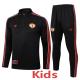 2025-26 Man Utd Black Kids Half Pull Tracksuit#E2509(童装)(半拉链)