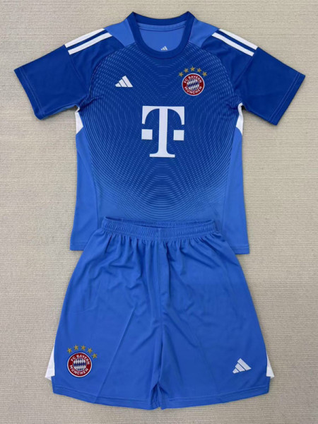 25-26 Bayern Blue Goalkeeper Kids Soccer Jersey