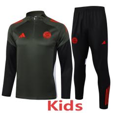 2025-26 Bayern Dark green Kids Half Pull Tracksuit#E2546(童装)(半拉链)