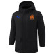 24-25 Marseille Black Hooded Windbreaker Fabric Cotton Coat #G248(橙标)