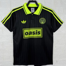 2025 Ad Oasis Joint Edition Black Polo Short Sleeve (荧光绿广告)