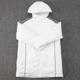 24-25 Argentina White Hooded Windbreaker Fabric Cotton Coat #G182(蓝标)