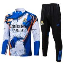 2025-26 RMA White blue Half Pull Tracksuit #B2571(半拉链）