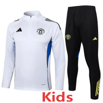 2025-26 Man Utd White Kids Half Pull Tracksuit#E2553(童装)(半拉链)