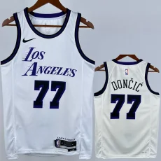 2022-23 LAKERS DONCIC #77 White City Edition Top Quality Hot Pressing NBA Jersey