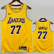 2022-23 Lakers DONCIC #77 Yellow Top Quality Hot Pressing NBA Jersey(圆领)