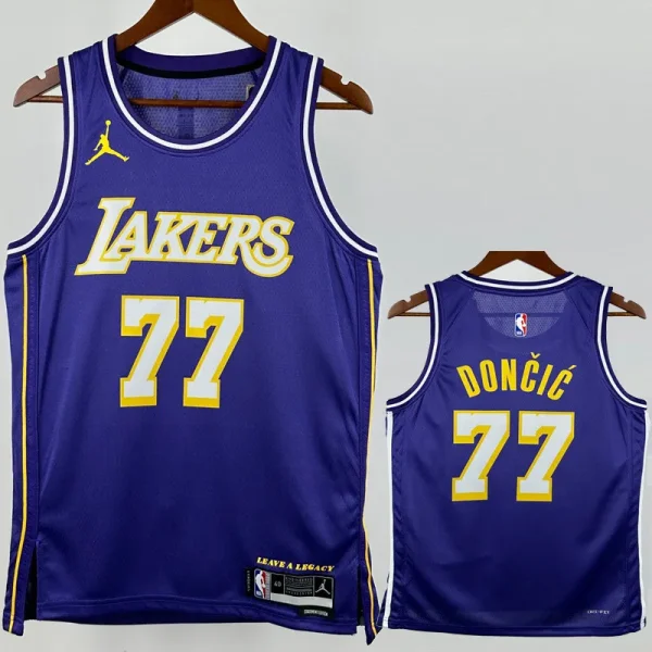 2025-26 Lakers DONCIC #77 Purple Top Quality Hot Pressing NBA Jersey (Trapeze Edition) 飞人版