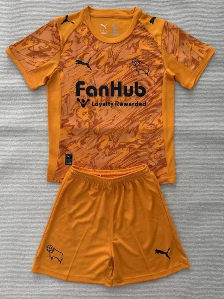 25-26 Derby County Orange GoalKeeper Kids Soccer Jersey