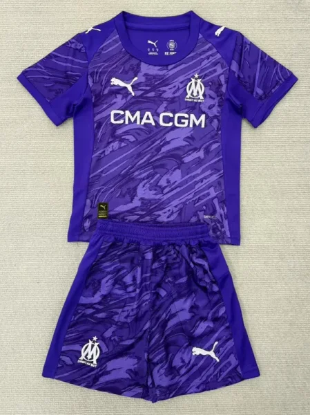 2025-26 Marseille Purple Goalkeeper Kids Soccer Jersey