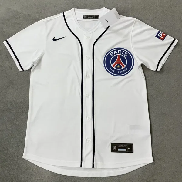 25-26 PSG White Casual Edition Baseball Jersey