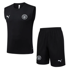 25-26 Man City Black Tank top and shorts suit #D25229