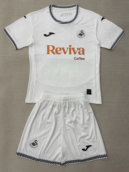 25-26 Swansea City Home Kids Soccer Jersey