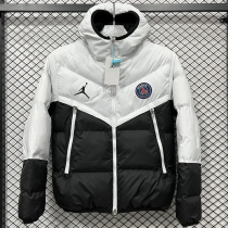 25-26 CV003 PSG Jordan White Black Hooded Cotton Coat #棉衣