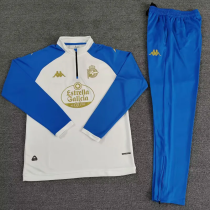 25-26 La Coruna White Half Pull Tracksuit (Pants Have Pocket)(半拉链)