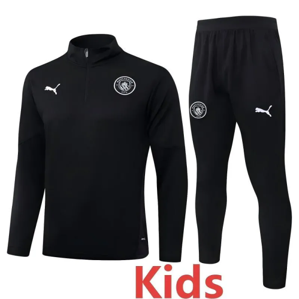 25-26 Man City Black Kids Half Pull Tracksuit #E25231(童装)(半拉链)