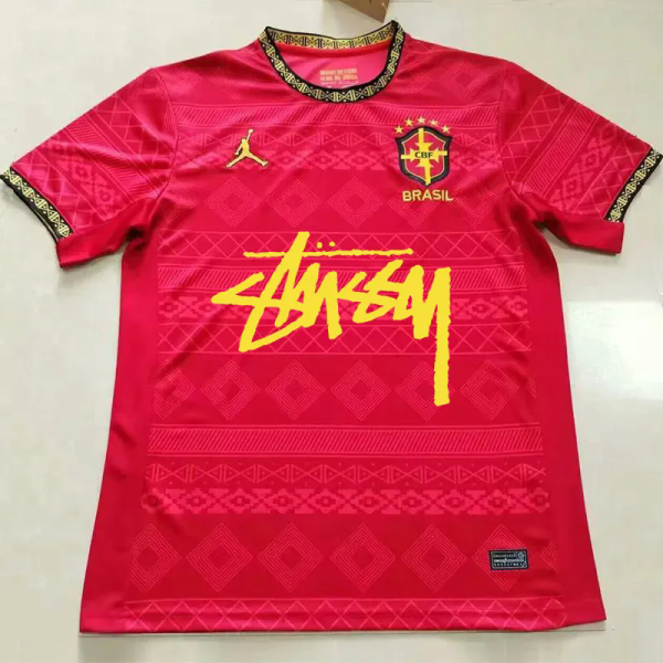 25-26 Brazil Red Special Edition Training shirts (Print Personalized AD) (圆领)