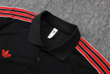 25-26 Man Utd Black Short shirts and Long trousers Suit #C2518