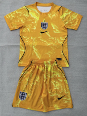 26-27 England Yellow Goalkeeper Kids Soccer Jersey