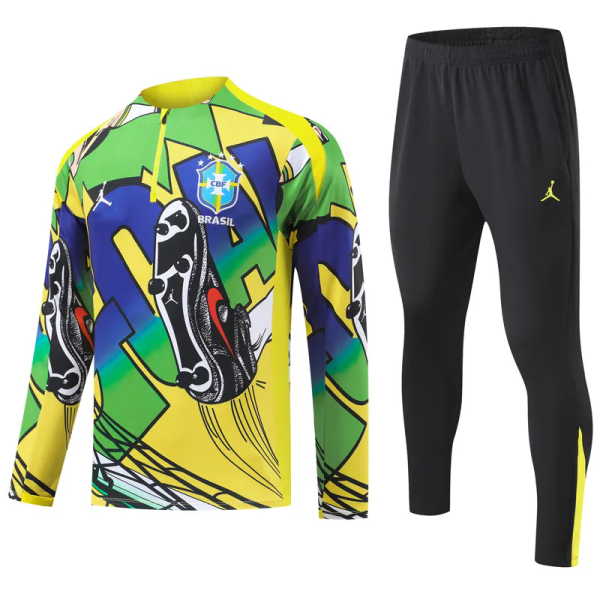 26-27 Brazil Green Half Pull Tracksuit (涂鸦半拉链)