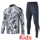 26-27 England White Kids Half Pull Tracksuit (童装)(涂鸦半拉链)