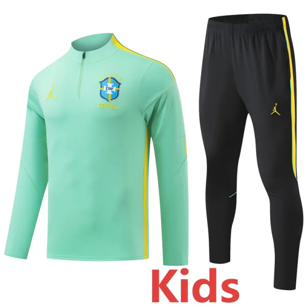 26-27 Brazil Light green Kids Half Pull Tracksuit (童装)(半拉链)