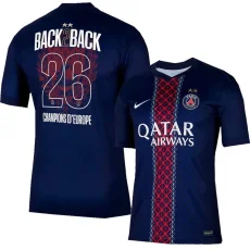 25-26 PSG Home Print 2 Star Champions of Europe 26 Fans Soccer Jersey