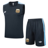 25-26 Argentina Dark gray Tank top and shorts suit#D2584