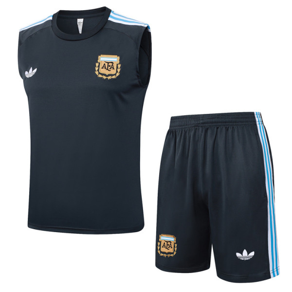 25-26 Argentina Dark gray Tank top and shorts suit#D2584