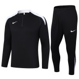 24-25 NK Black Half Pull Tracksuit #05(半拉链)(白色领)