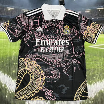 2025-26 RMA Black Special Edition Fans Training Shirts(粉金龙)