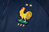 24-25 France Royal blue Hoodie Half Pull Tracksuit #F591半拉连帽
