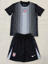 25-26 USA Black Goalkeeper Kids Soccer Jersey