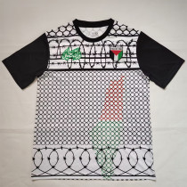 Palestine FC Grey Black Retro Soccer Jersey *铁丝网